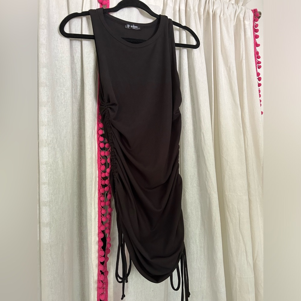 BTFBM Knit Ruched Black Dress